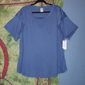 Atlantic blue ruffle sleeve gigi blouse